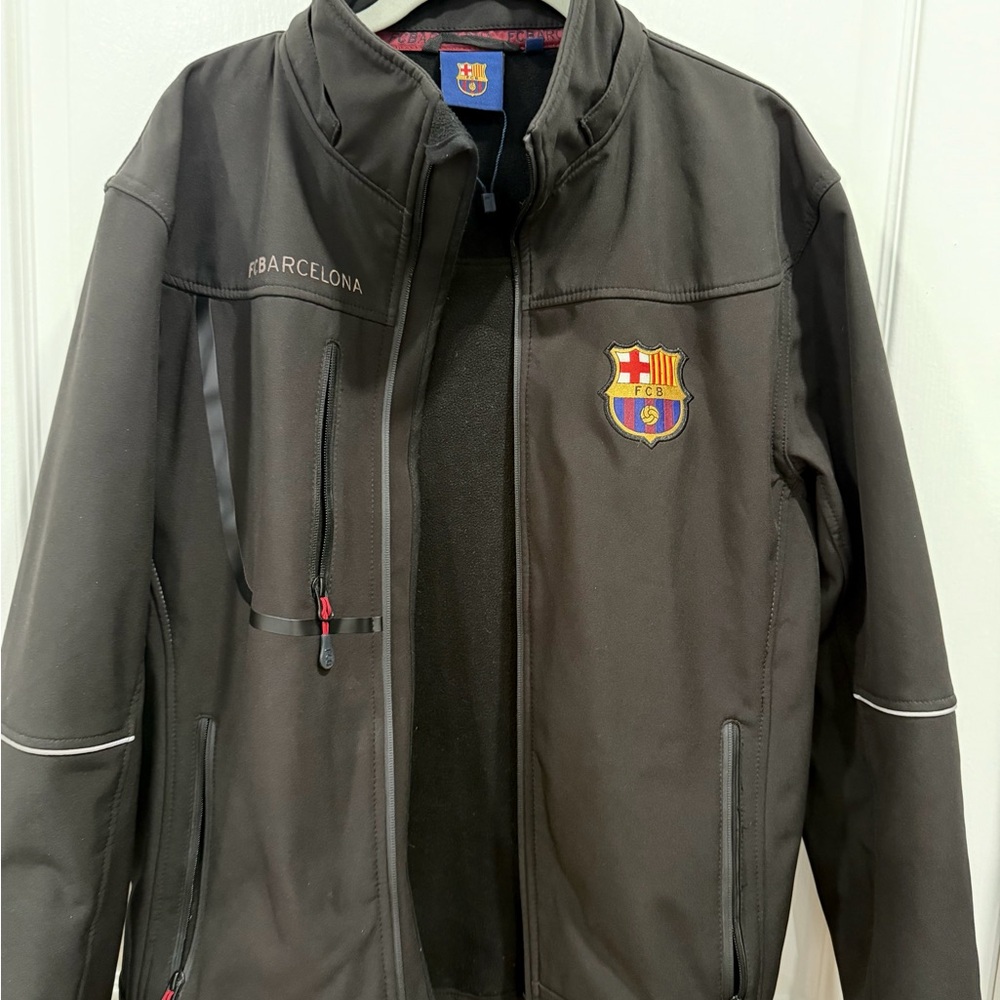 FC Barcelona Men's Black Softshell Windbreaker Jacket